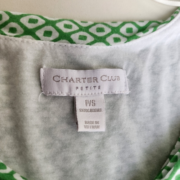 Charter Club Spring Dress Women's Geo Print Sleeveless Stretch Green Modal PS - Picture 12 of 12